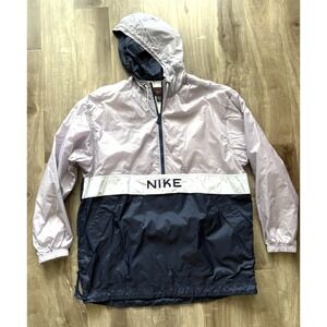 Vintage‎ 90's 80's Nike Mens Windbreaker Purple Blue Color Black Hooded Size L